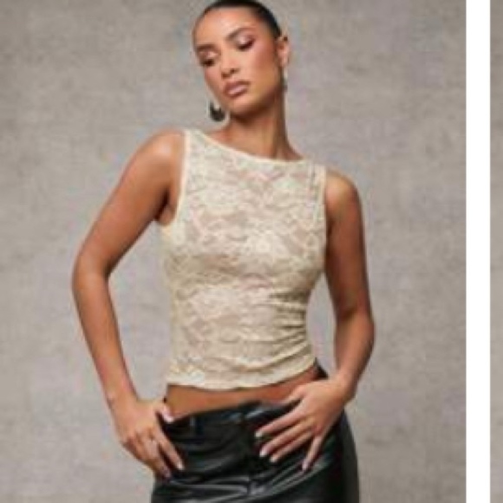 Elegant Cream Lace Sleeveless Top